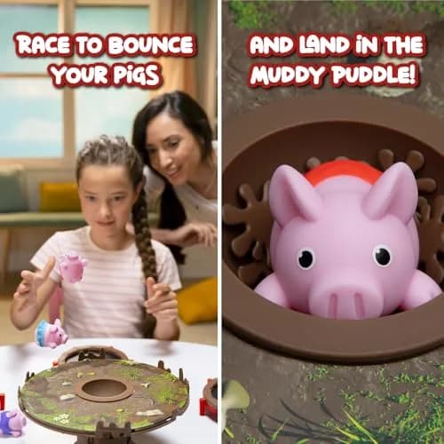PlayMonster Pigs on Trampolines Board Game for Family Night | Hand-Eye-Coordination Game for Kids 6+ (1 Unit) thumbnail 3