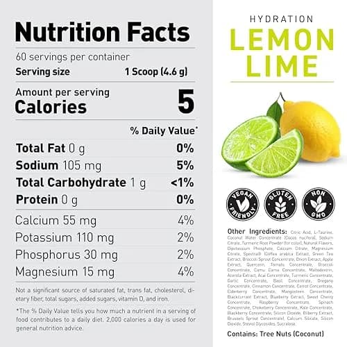 Kaged Hydration Electrolytes Powder | Lemon Lime | 60 Servings | Supports Hydration & Antioxidant Support thumbnail 6