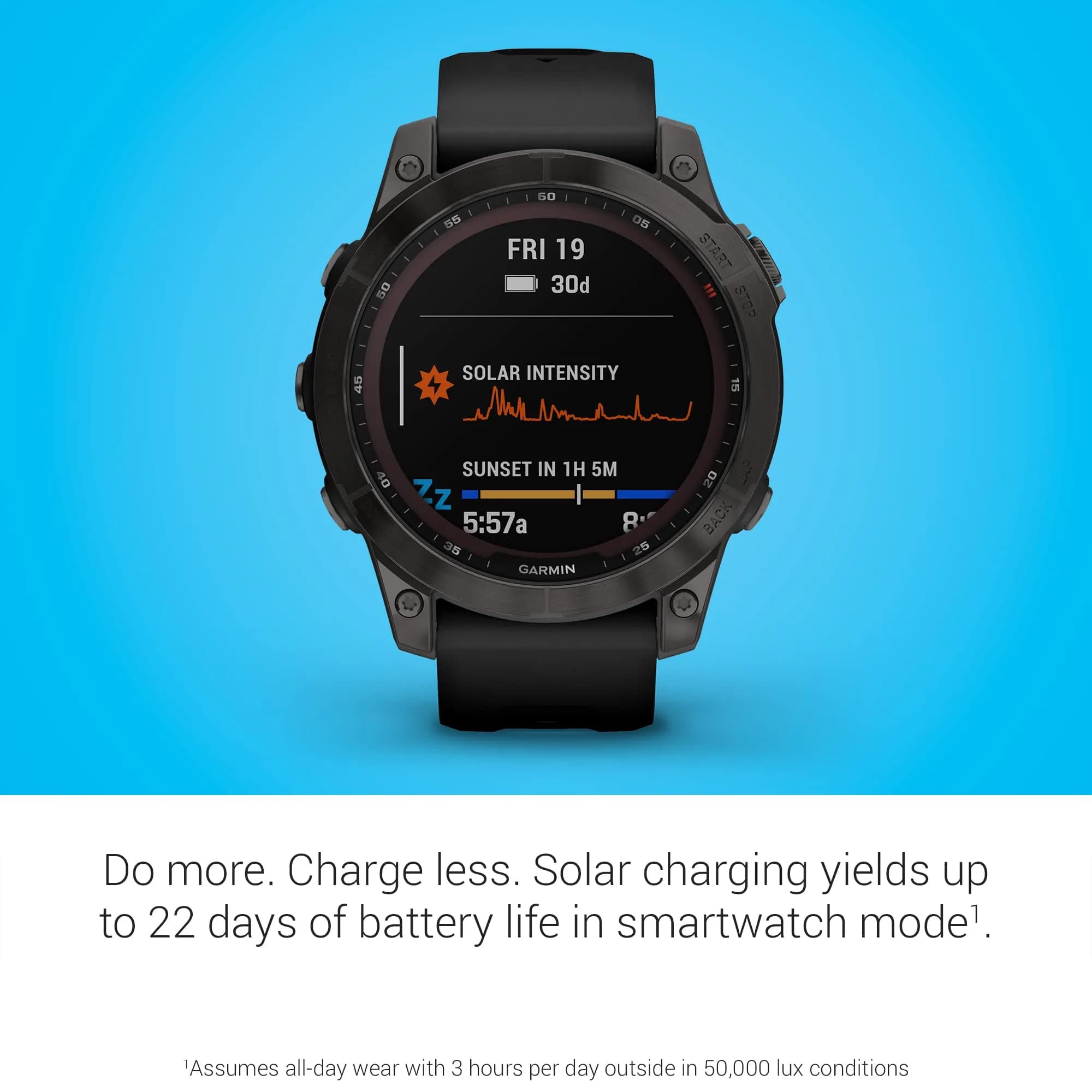 Garmin fenix 7 Solar GPS Smartwatch 47mm Slate Gray | Long-Running Solar Powered Multisport GPS Watch - view 3
