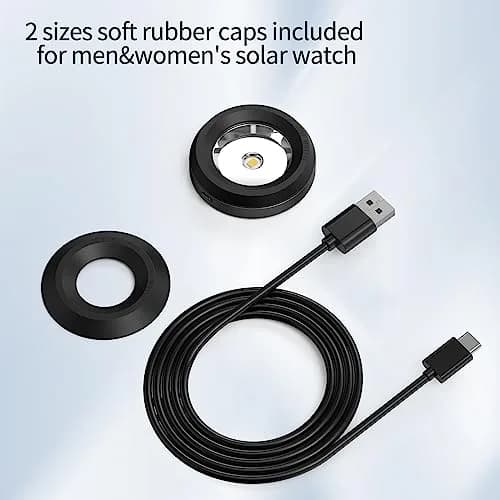 ROUNKIN Solar Watch Charger Stand Black | 1.5m USB-C Cable, 9-Hour Auto-Off thumbnail 5