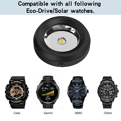 ROUNKIN Solar Watch Charger Stand Black | 1.5m USB-C Cable, 9-Hour Auto-Off thumbnail 6
