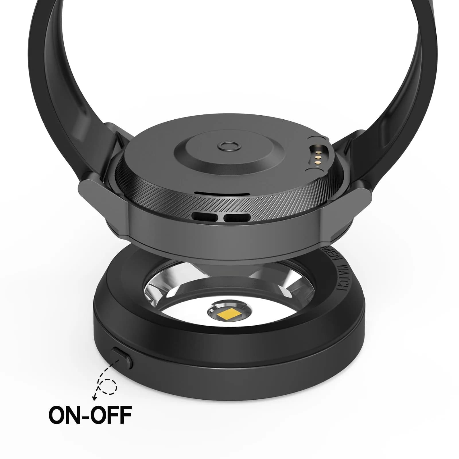 ROUNKIN Solar Watch Charger Stand Black | 1.5m USB-C Cable, 9-Hour Auto-Off - view 2