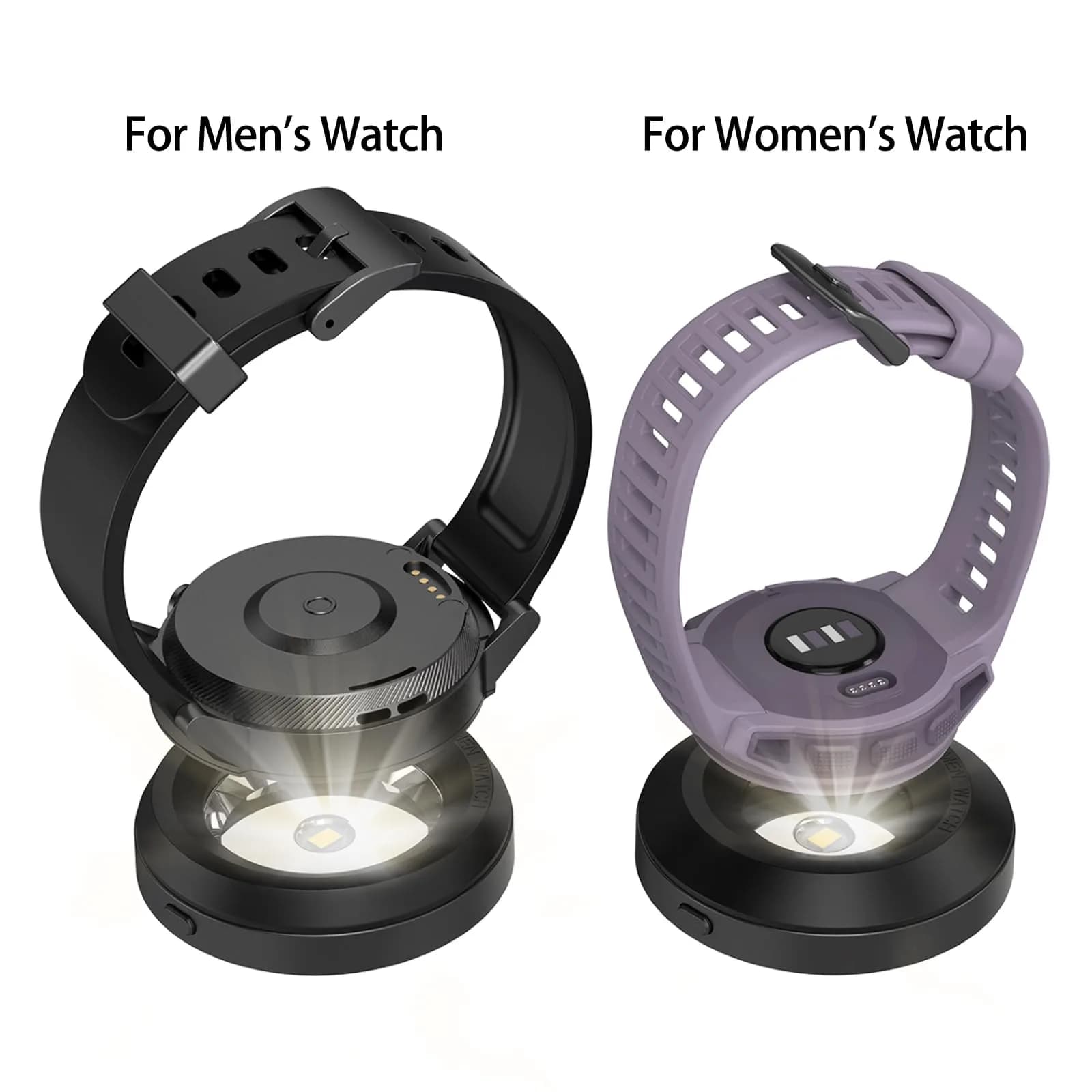 ROUNKIN Solar Watch Charger Stand Black | 1.5m USB-C Cable, 9-Hour Auto-Off - view 3