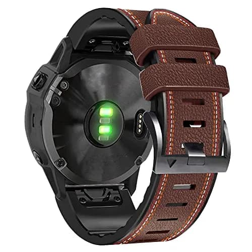 Abanen Quick Fit 26mm Watch Band for Garmin Fenix 7X/6X/5X, Fiber Leather & Silicone | Breathable & Elegant thumbnail 6