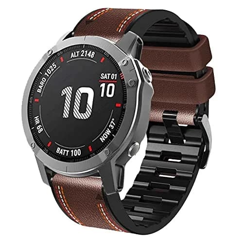 Abanen Quick Fit 26mm Watch Band for Garmin Fenix 7X/6X/5X, Fiber Leather & Silicone | Breathable & Elegant thumbnail 2