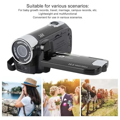 Yoidesu Black Camcorder 2.7in 1080P 16MP | Vlogging Recorder with 16X Zoom thumbnail 2