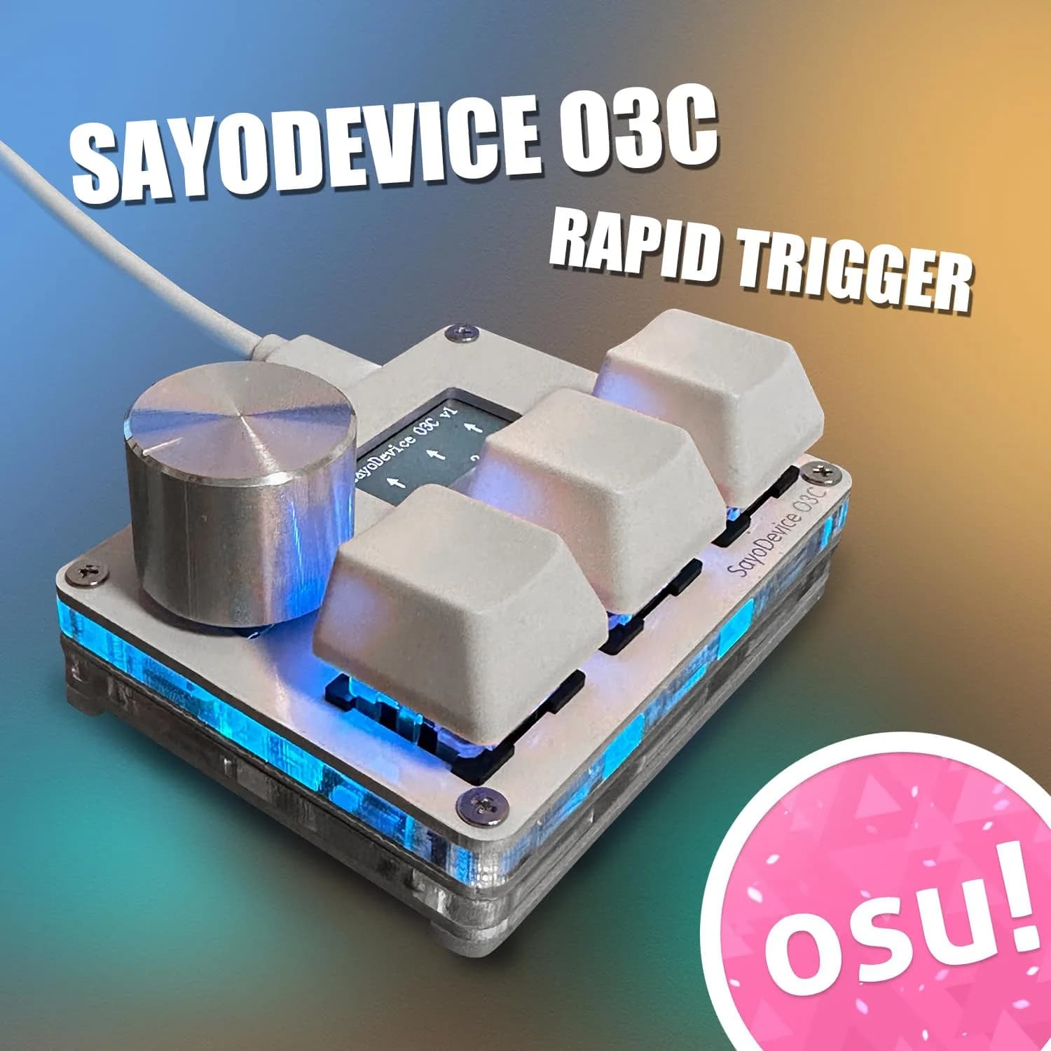 BTXETUEL O3C OSU SayoDevice Rapid Trigger Keyboard with Screen & Knob, 8000Hz, White - view 2