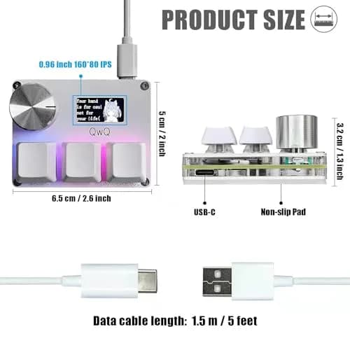 BTXETUEL O3C OSU SayoDevice Rapid Trigger Keyboard with Screen & Knob, 8000Hz, White thumbnail 3