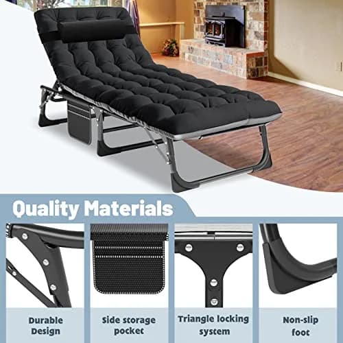 Slsy Folding Camping Cot for Adults | Adjustable 5-Position Outdoor Bed with Removable Pad thumbnail 7