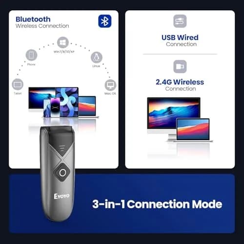 Eyoyo 2-Pack Bluetooth Barcode Scanner 3.5*1.18*0.78 Inch | Portable 2D & 1D Wireless thumbnail 6