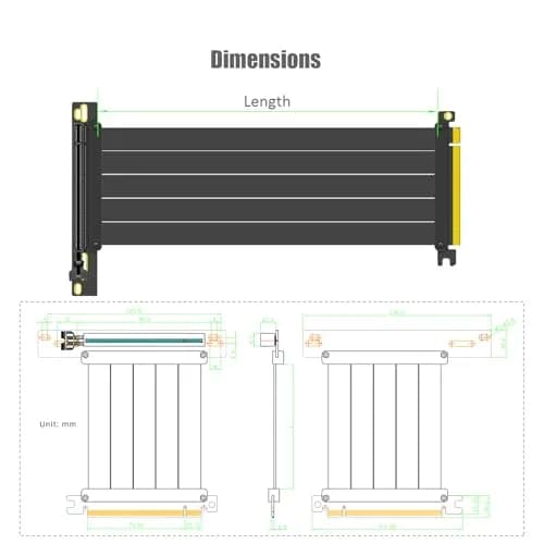 GLOTRENDS PCIe 4.0 X16 Riser Cable 100mm | 32GB/s Peak Speed for RTX 40/RX 7000 Series GPUs thumbnail 9