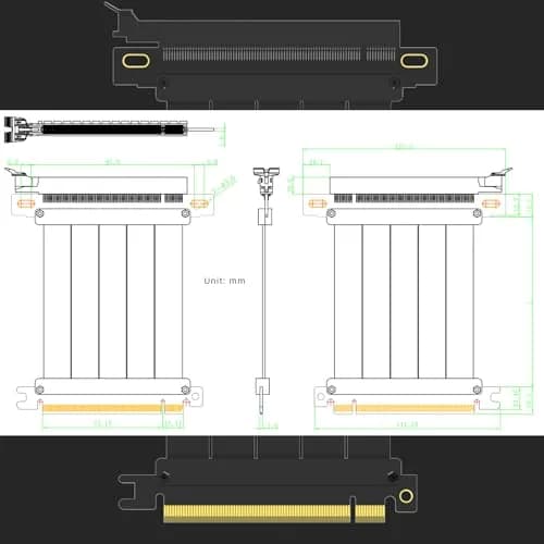 GLOTRENDS PCIe 4.0 X16 Riser Cable 600mm (23.6 inch) | 32GB/s Peak Speed for RTX 40/RX 7000 GPUs thumbnail 9