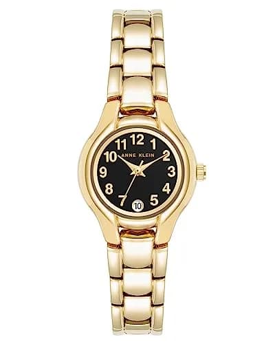 Anne Klein Women's Date Function Bracelet Watch | Gold & Black Dial, 24mm Case, Quartz Movement thumbnail 1