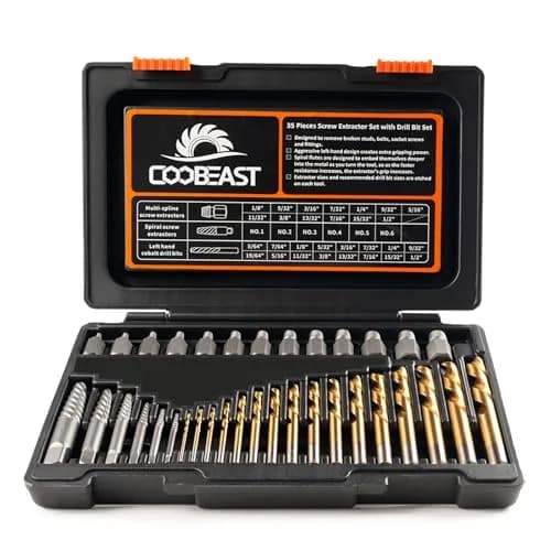 coobeast 35 Pcs Screw Extractor Set,Left Hand Drill Bits Set Screw Extractor Kit | Versatile, Sharp & Durable for Home & Mechanical Use thumbnail 1