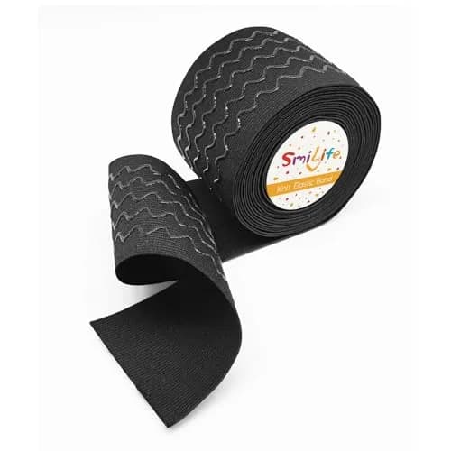 SmiLife Silicone Gripper Elastic for Clothing, Black, 3.15 in (8 cm) x 6 yd (5.5 m) | Sew or Glue for Secure Hold thumbnail 1