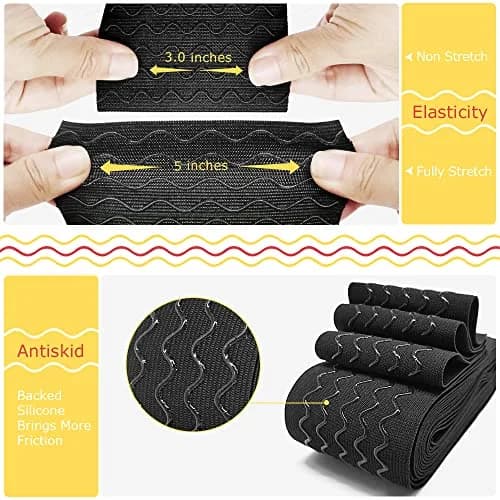 SmiLife Silicone Gripper Elastic for Clothing, Black, 3.15 in (8 cm) x 6 yd (5.5 m) | Sew or Glue for Secure Hold thumbnail 4