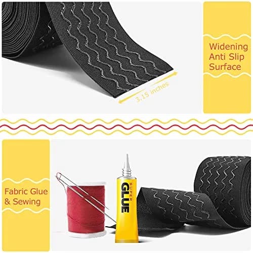 SmiLife Silicone Gripper Elastic for Clothing, Black, 3.15 in (8 cm) x 6 yd (5.5 m) | Sew or Glue for Secure Hold thumbnail 5