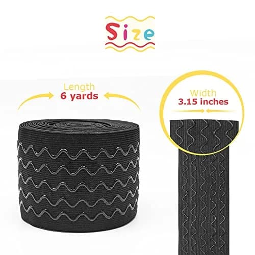 SmiLife Silicone Gripper Elastic for Clothing, Black, 3.15 in (8 cm) x 6 yd (5.5 m) | Sew or Glue for Secure Hold thumbnail 3