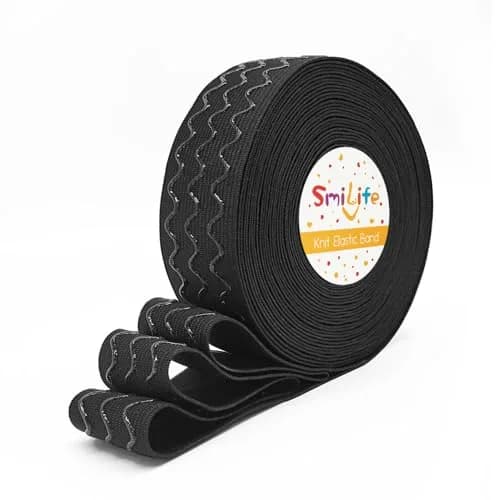 SmiLife Silicone Gripper Elastic for Clothing 3.8 cm (1.5 in) x 11 m (12 yd) Black | Non-Slip Sewing Band for Garments & Crafts thumbnail 1