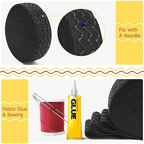 SmiLife Silicone Gripper Elastic for Clothing 3.8 cm (1.5 in) x 11 m (12 yd) Black | Non-Slip Sewing Band for Garments & Crafts thumbnail 5