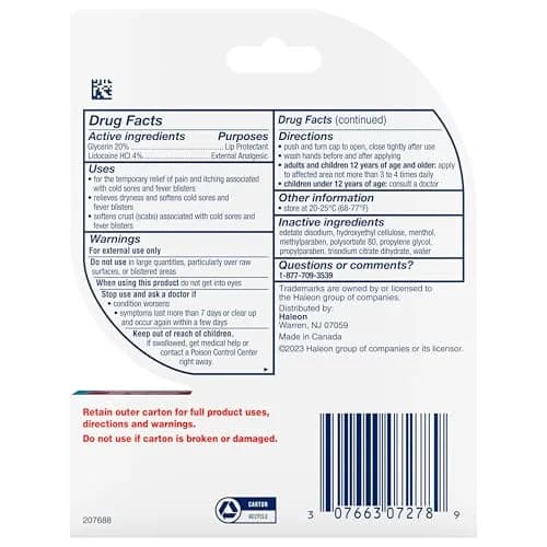 Abreva Cold Sore Treatment Rapid Pain Relief Cream with Lidocaine | Fast-Acting 3g Tube for Cold Sores thumbnail 8