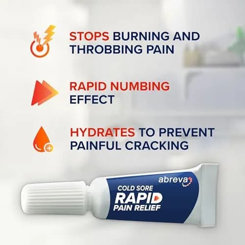 Abreva Cold Sore Treatment Rapid Pain Relief Cream with Lidocaine | Fast-Acting 3g Tube for Cold Sores thumbnail 3
