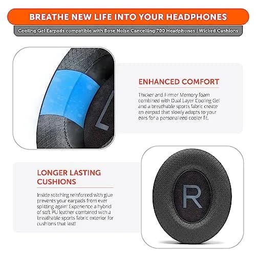 WC Freeze NC700 Cooling Gel Ear Pads for Bose Noise Canceling 700 | Easy Install & Longer Comfort thumbnail 4