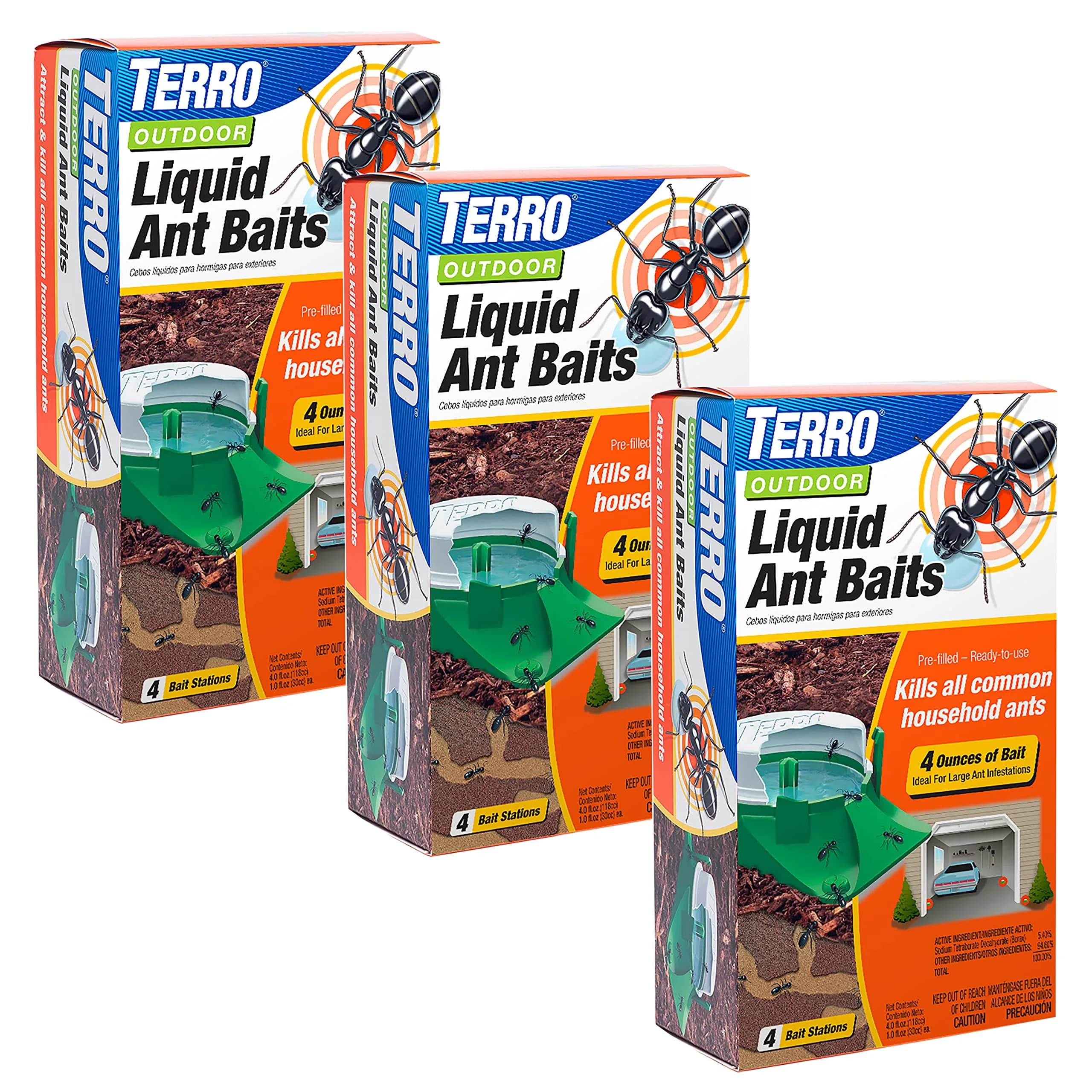 Terro Outdoor Liquid Ant Bait Stations 12-Pack | Fast Ant Colony Elimination for Outdoors & Indoors