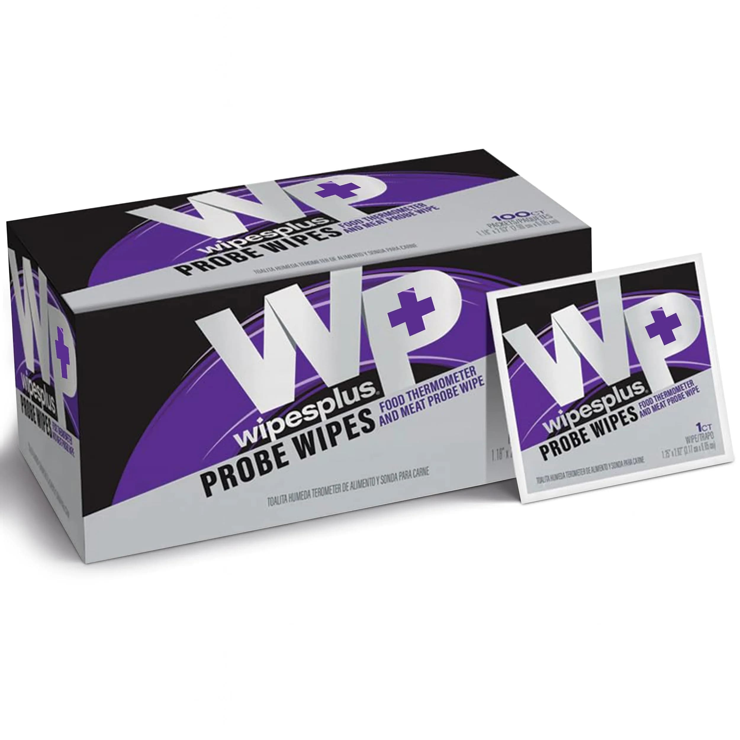 WIPESPLUS Thermometer Probe Wipes 1000 Count (10 Packs of 100) | 70% Isopropyl Alcohol for Food Safety - main product image