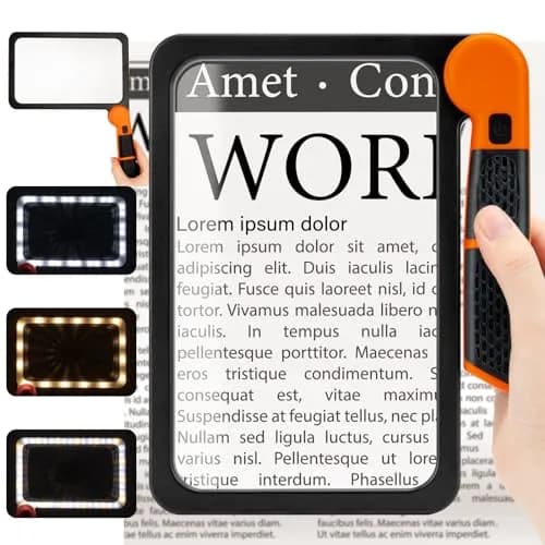 Viimnss Large Magnifying Glass with Light | Full Page 48 LED, Foldable Handle, Seniors Low Vision Reading thumbnail 1