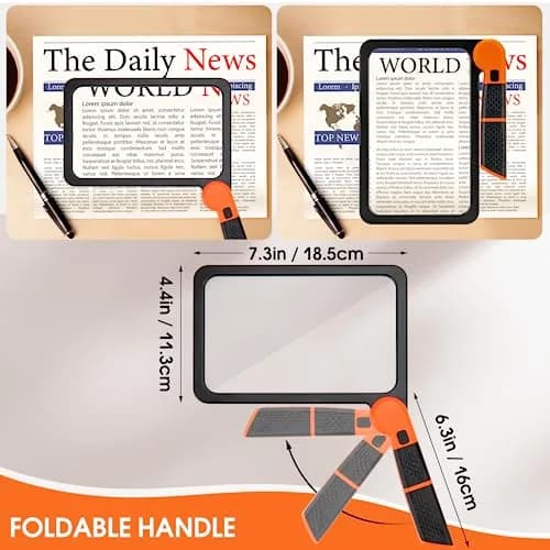 Viimnss Large Magnifying Glass with Light | Full Page 48 LED, Foldable Handle, Seniors Low Vision Reading thumbnail 5