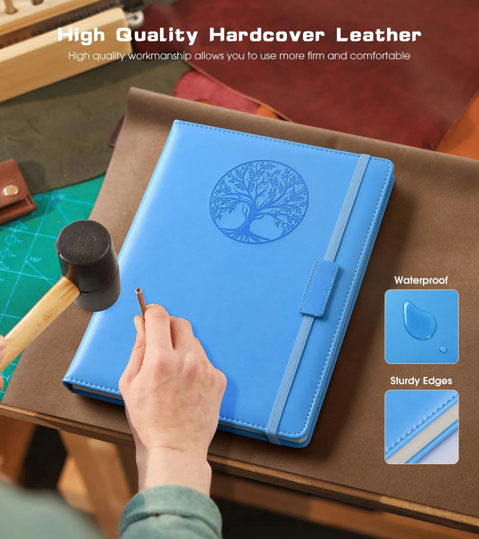 Biuwory Vintage Leather Journal Notebook for Women Men, A5 Hardcover Ruled Notebook (256 Pages, 5.7"×8.3") | Acid-Free Paper for Smooth Writing thumbnail 3