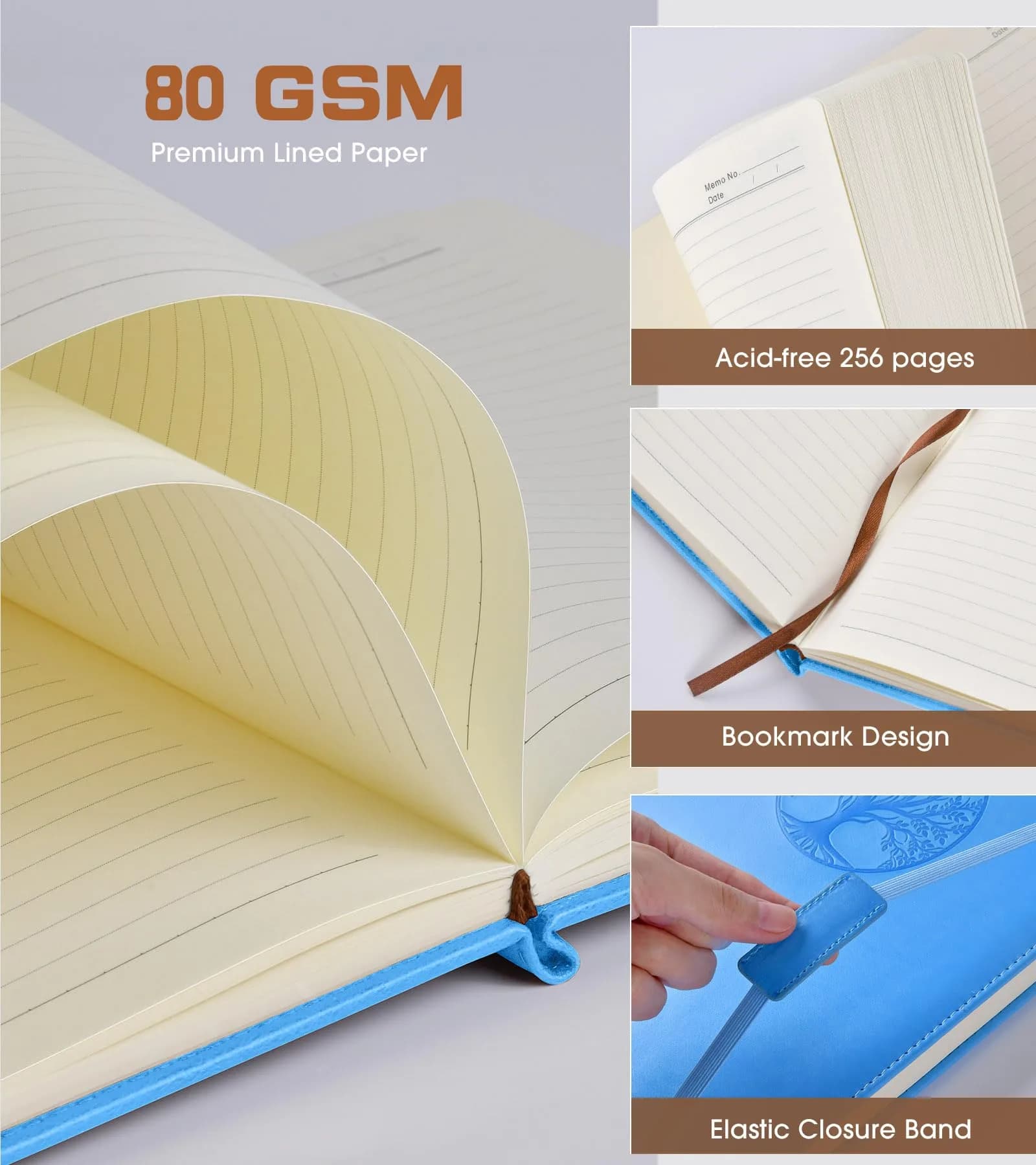 Biuwory Vintage Leather Journal Notebook for Women Men, A5 Hardcover Ruled Notebook (256 Pages, 5.7"×8.3") | Acid-Free Paper for Smooth Writing thumbnail 4