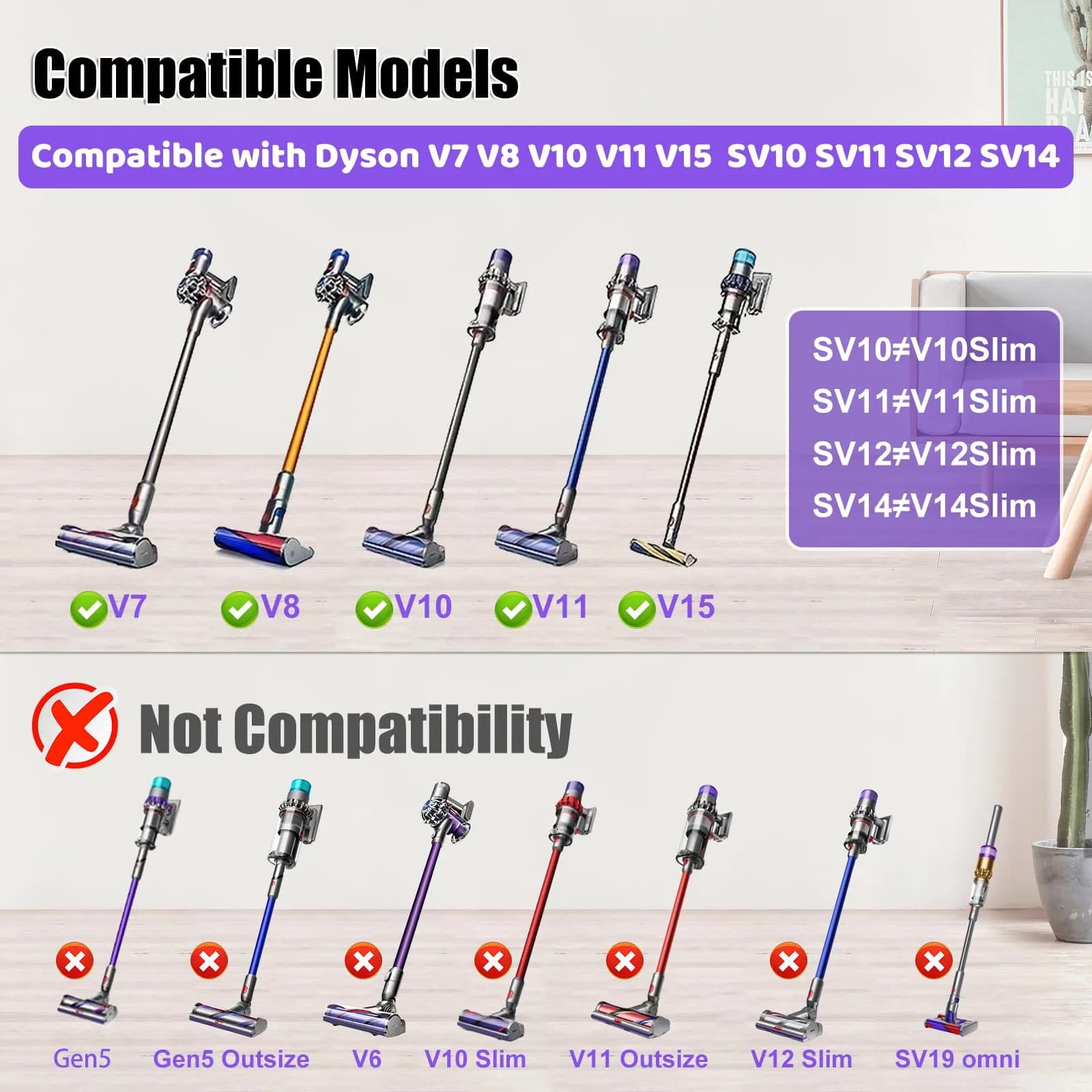 Vanclearidea Soft Bristle Brush Head for Dyson V7-V15 Vacuums | Gentle Cleaning for Delicate Surfaces - view 2