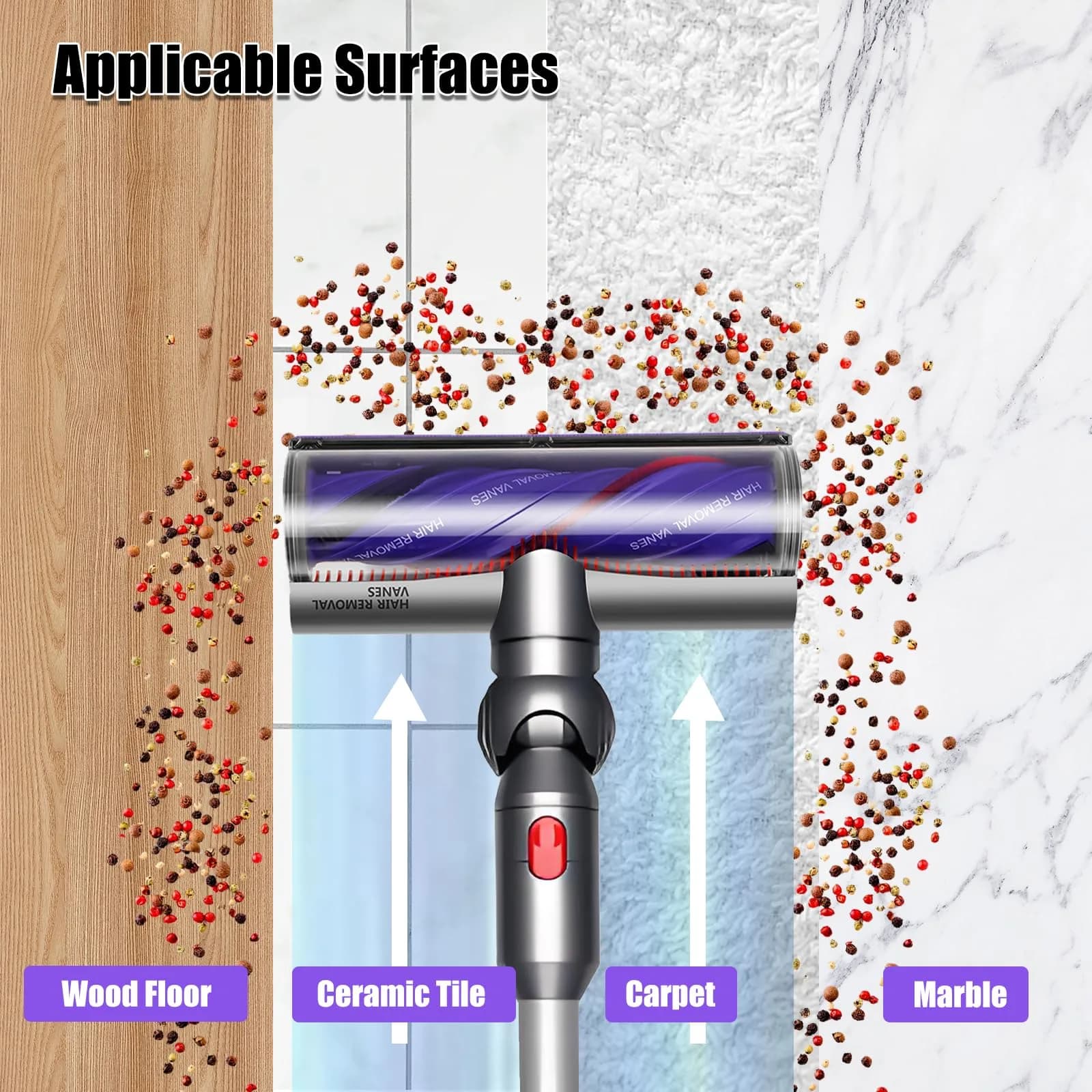 Vanclearidea Soft Bristle Brush Head for Dyson V7-V15 Vacuums | Gentle Cleaning for Delicate Surfaces - view 4