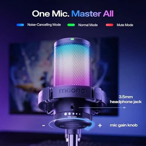 MAONO DGM20S USB Gaming Microphone for PC, Noise Reduction Condenser Mic | RGB Lighting & One-Tap Mute thumbnail 5