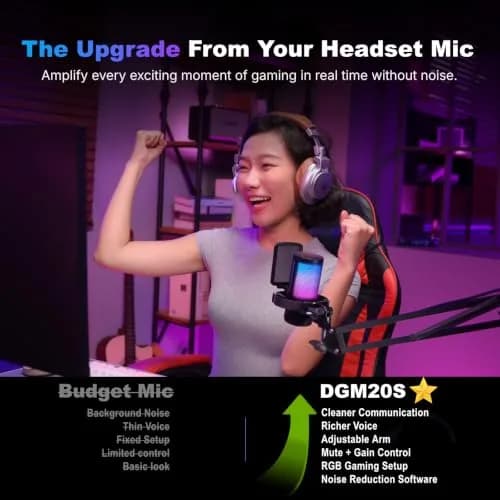 MAONO DGM20S USB Gaming Microphone for PC, Noise Reduction Condenser Mic | RGB Lighting & One-Tap Mute thumbnail 4
