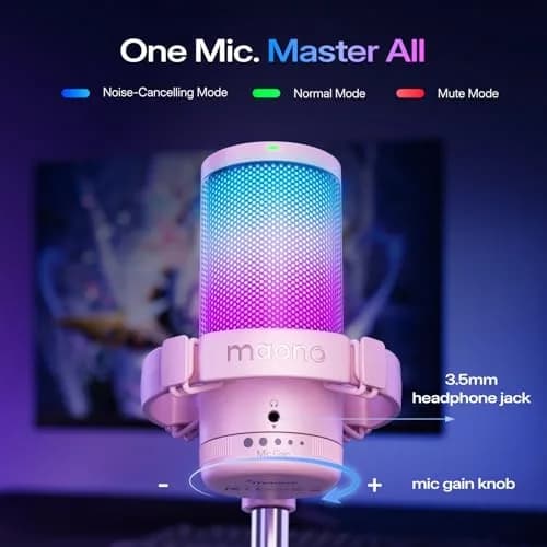 MAONO DGM20S USB Microphone for PC with Clear Voice & Noise Reduction | RGB Lighting & Noise Cancellation thumbnail 5