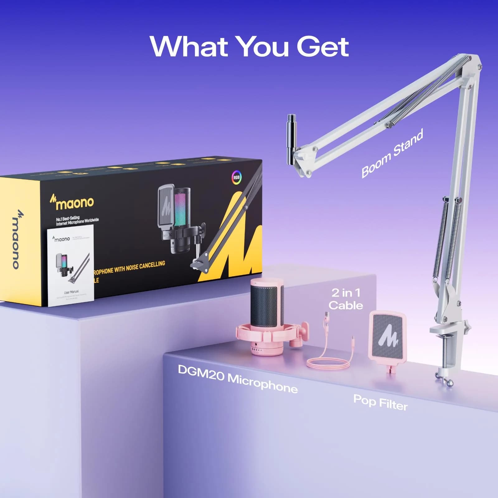 MAONO DGM20S USB Microphone for PC with Clear Voice & Noise Reduction | RGB Lighting & Noise Cancellation - view 9