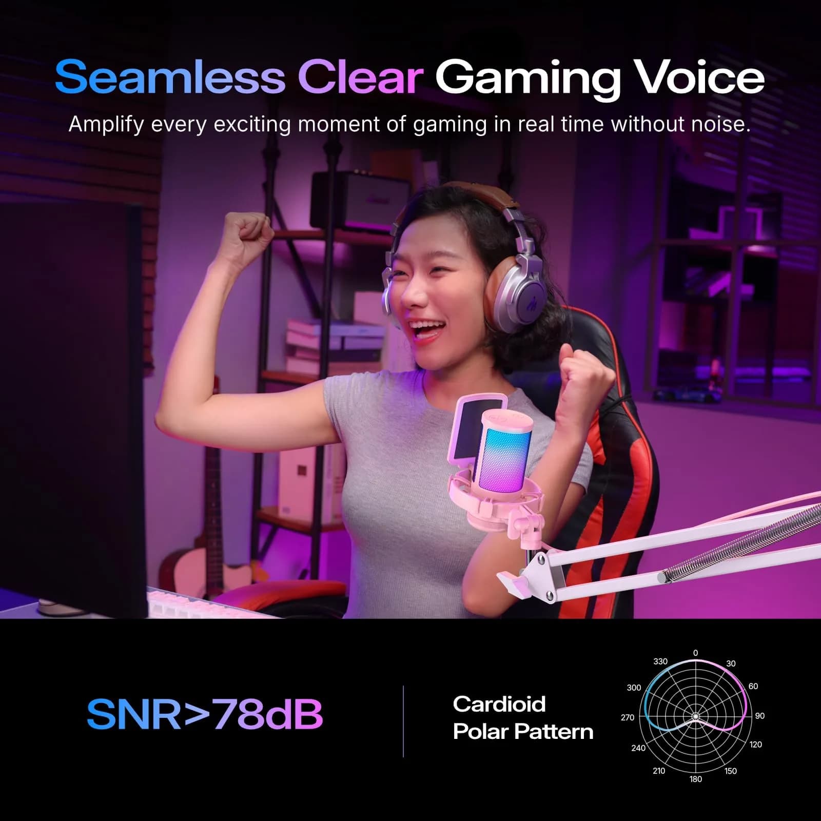 MAONO DGM20S USB Microphone for PC with Clear Voice & Noise Reduction | RGB Lighting & Noise Cancellation - view 4