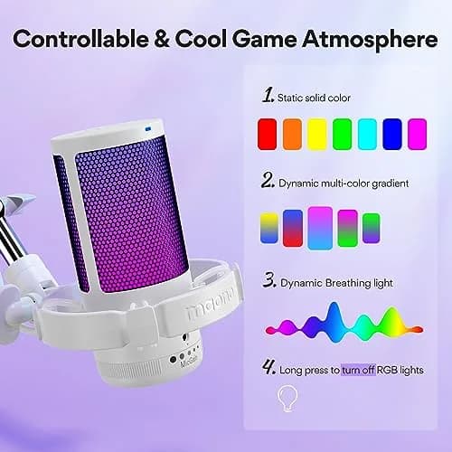 MAONO DGM20S USB Microphone for PC with Clear Voice & Noise Reduction | RGB Lighting, Plug & Play, Noise Cancellation thumbnail 6