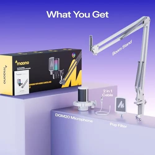 MAONO DGM20S USB Microphone for PC with Clear Voice & Noise Reduction | RGB Lighting, Plug & Play, Noise Cancellation thumbnail 9