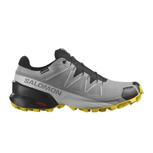 Salomon Men’s Speedcross GTX Waterproof Trail Running Shoes - Sharkskin/Black/Lemon - 11.5 Medium thumbnail 4