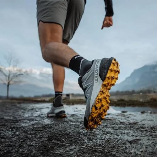 Salomon Men’s Speedcross GTX Waterproof Trail Running Shoes - Sharkskin/Black/Lemon - 11.5 Medium thumbnail 3