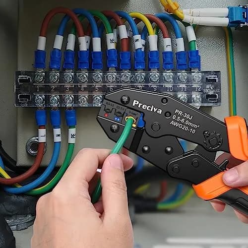 Preciva Ratcheting Crimping Tool Kit AWG20-10 with 370PCS Insulated Connectors | Ergonomic Handle & Color-Coded Jaws thumbnail 7