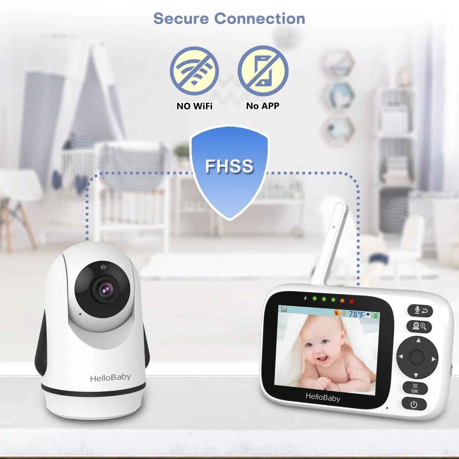 HelloBaby Baby Monitor 2 Cameras No WiFi with 3.2 Inch Screen | Remote PTZ, 1000ft Range, 2-Way Talk - view 6