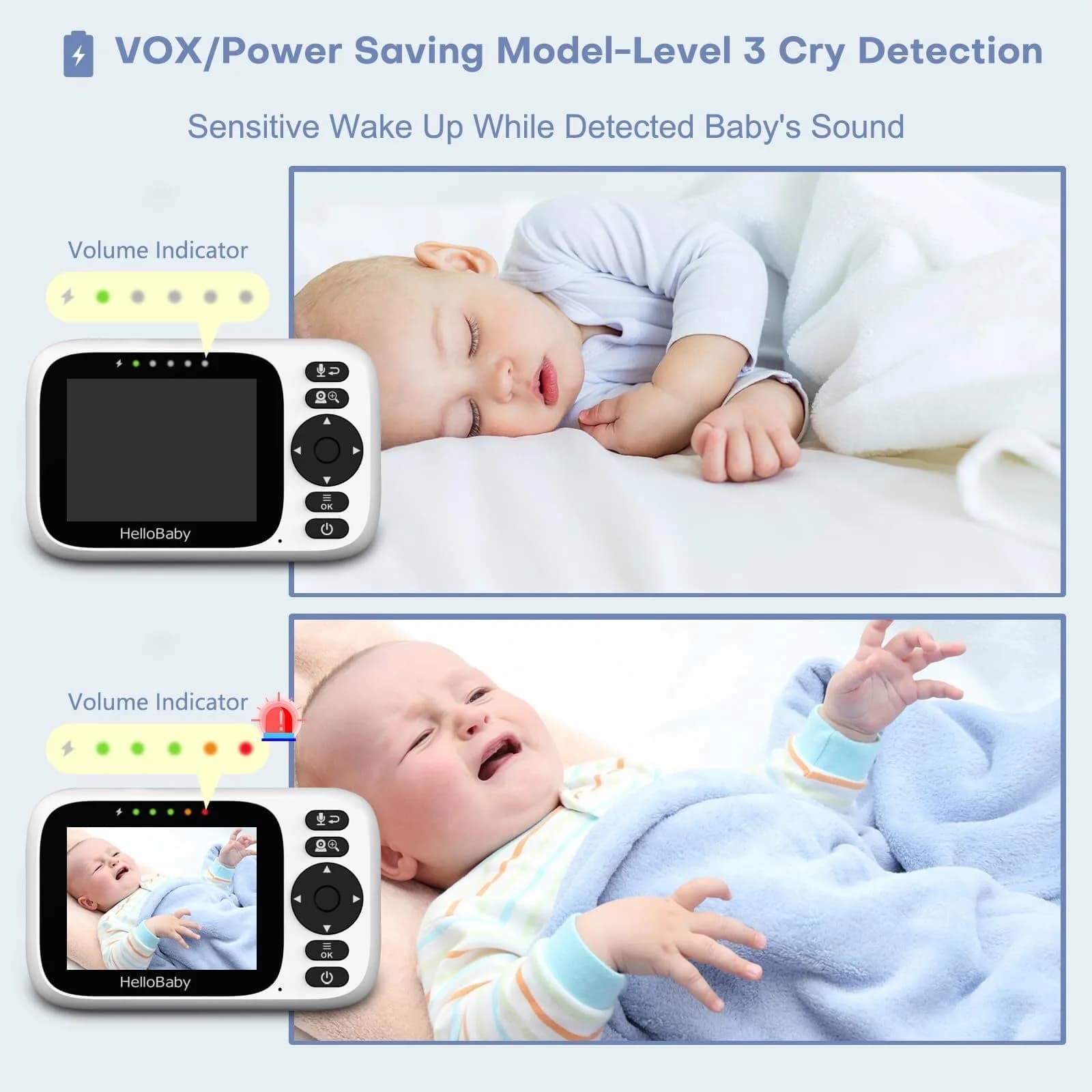 HelloBaby Baby Monitor 2 Cameras No WiFi with 3.2 Inch Screen | Remote PTZ, 1000ft Range, 2-Way Talk - view 7