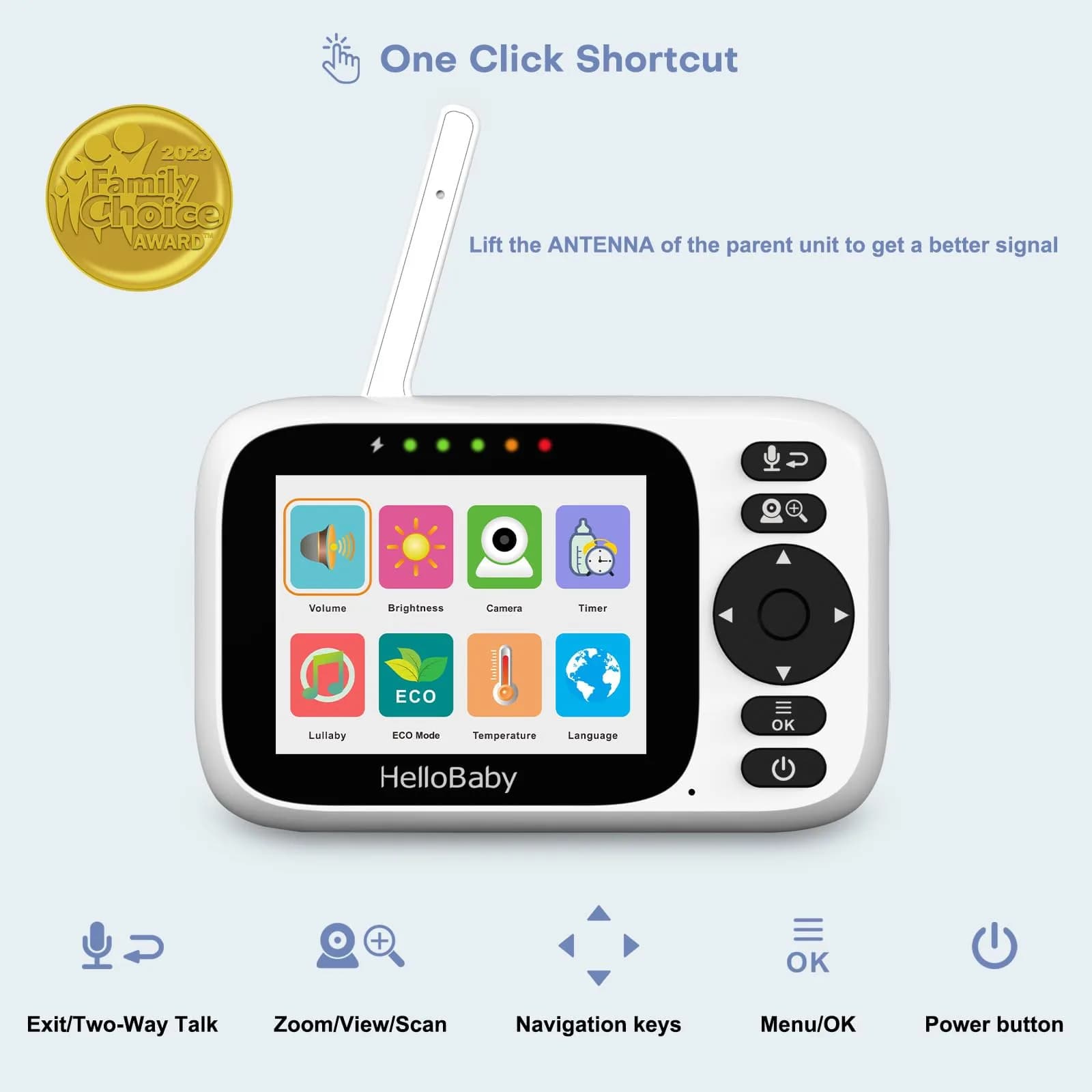 HelloBaby Baby Monitor 2 Cameras No WiFi with 3.2 Inch Screen | Remote PTZ, 1000ft Range, 2-Way Talk - view 2