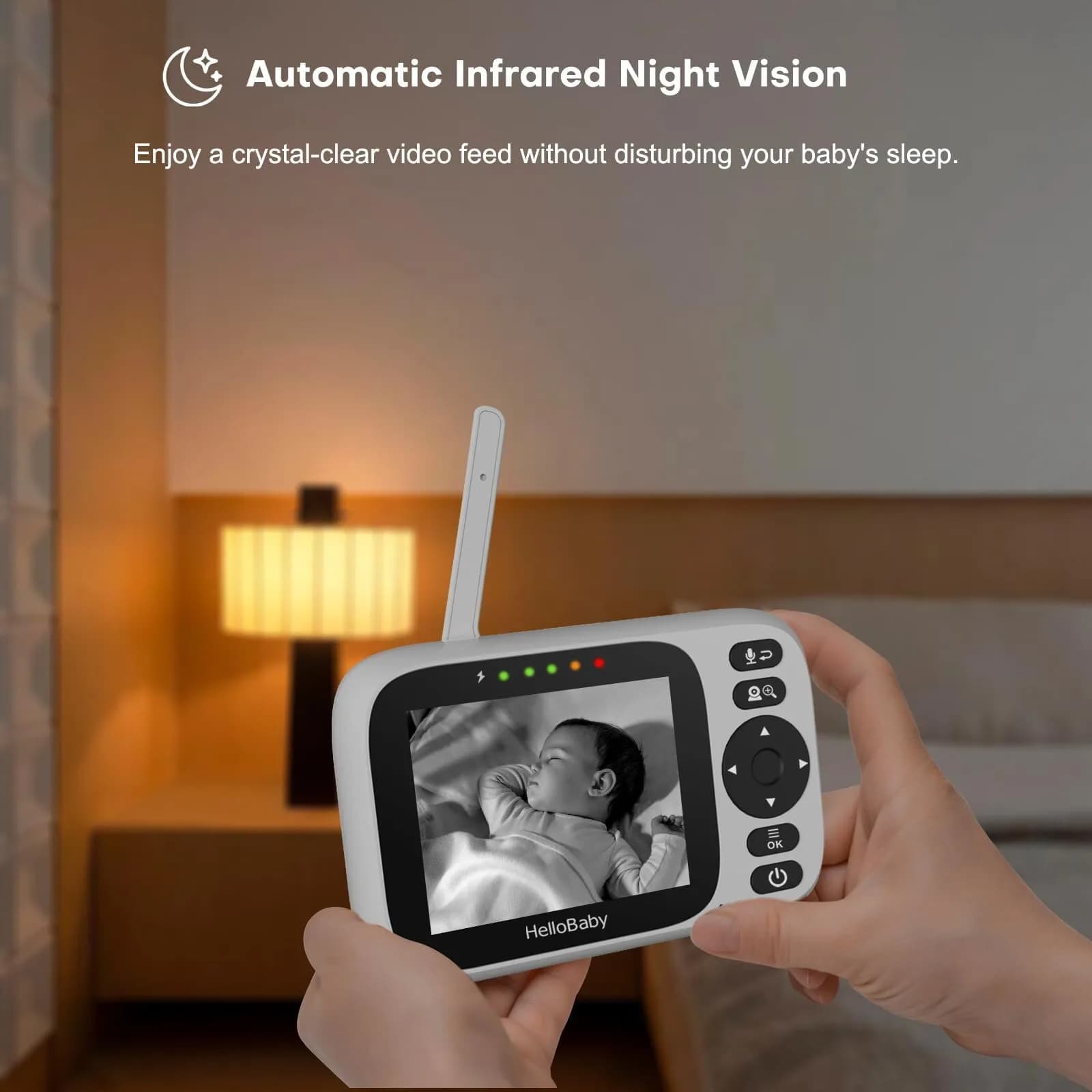 HelloBaby Baby Monitor 2 Cameras No WiFi with 3.2 Inch Screen | Remote PTZ, 1000ft Range, 2-Way Talk - view 3