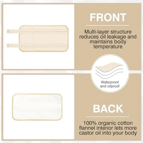 TORPNIA Castor Oil Pack Adjustable Reusable Wrap for Liver Detox 1pcs | Skin-Friendly, Machine Washable, Less Mess thumbnail 3